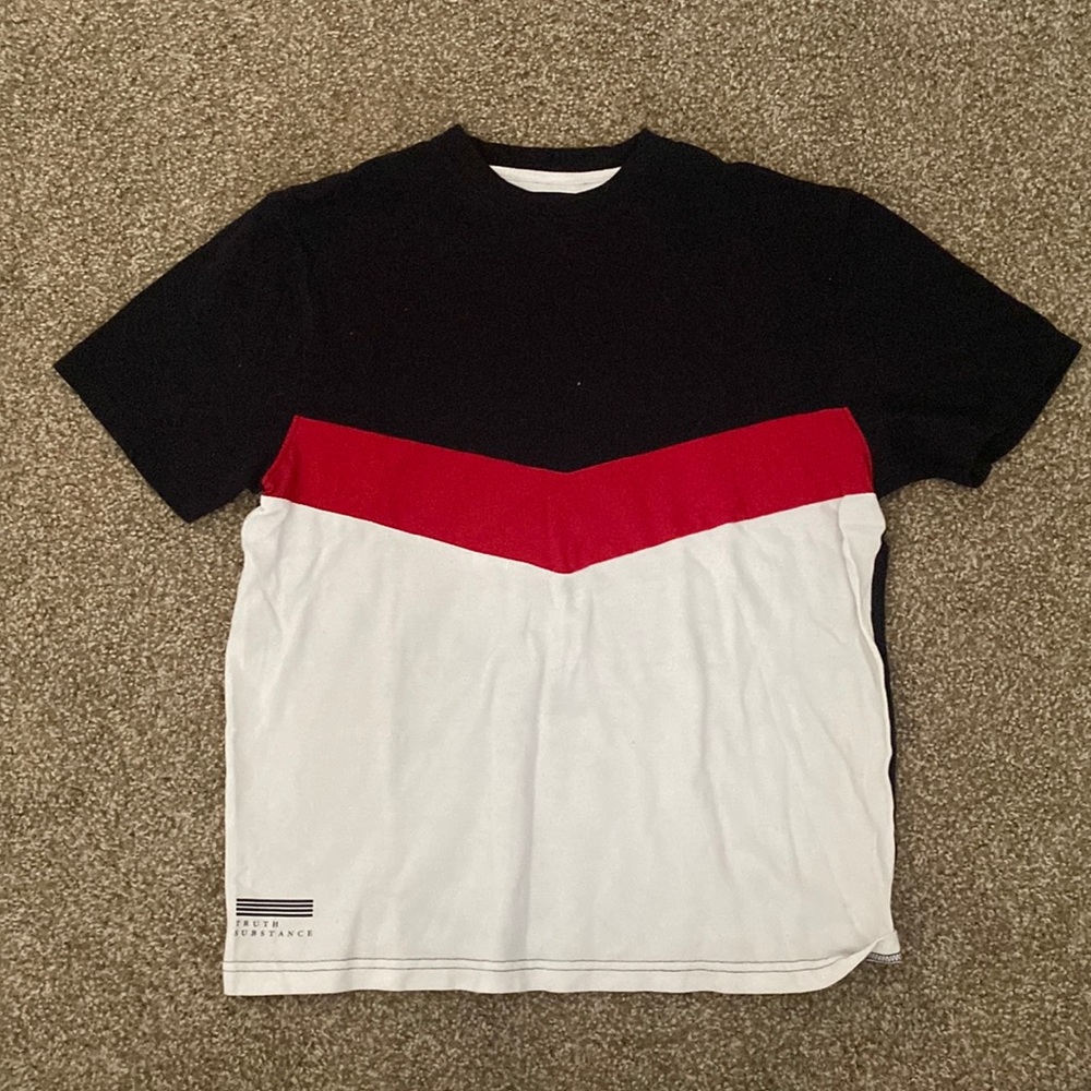 Red black white t shirt